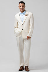 Ivory Notched Lapel Cotton 2 Pieces Formal Prom Men's Suits